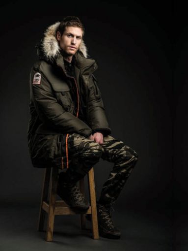 Custom Embroidered ATKA Men s Mid Length Parka with Fur Custom JKackets