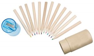 A Dozen Rainbow Wooden Pencils with Sharpener
