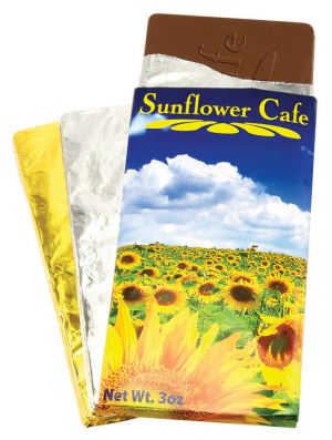 Full Colour Wrapped 3 oz Custom Molded Chocolate Bars