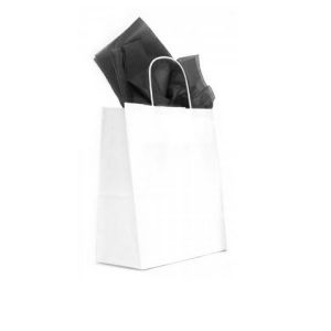 10 x 5 x 13 White Kraft Paper Shopper Bag
