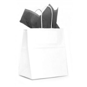 13 x 6 x 15.25 White Kraft Paper Shopper Bag