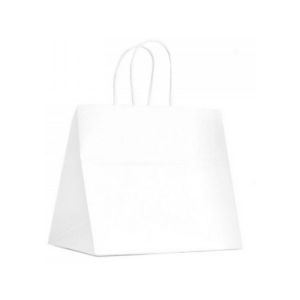 16 x 6 x 12.5 White Kraft Paper Shopper Bag