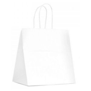 16 x 6 x 18.5 White Kraft Paper Shopper Bag