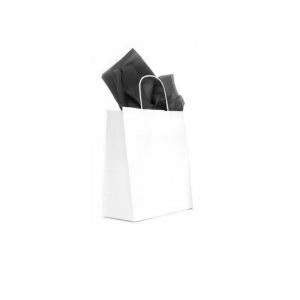 5.5 x 3.5 x 8.5 White Kraft Paper Shopper Bag