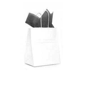 8 x 4.5 x 10 White Kraft Paper Shopper Bag