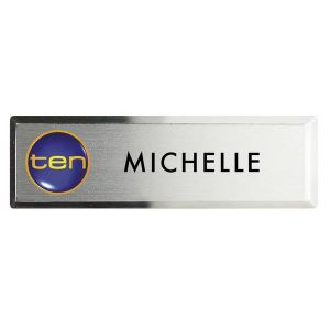 Full Colour Prestige Bevelled Metal Name Badge (2 15/16 x 15/16)