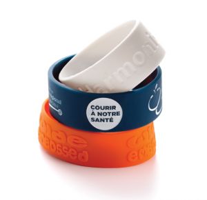Wide Debossed or Embossed Silicone Bracelets/Wristbands