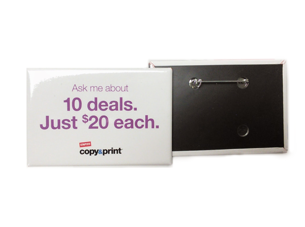Custom Printed Rectangle Pin Back Button | Custom Pin Back Buttons