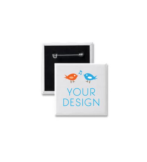 Square Pin Back Custom Printed 1.5