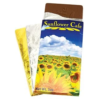 Full Colour Wrapped 3 oz Custom Molded Chocolate Bars