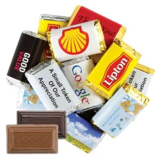 Full Colour Wrapped 0.33 oz Custom Molded Mini Chocolate Bars