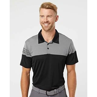 A213 Adidas Heathered 3-Stripes Colorblocked Polo
