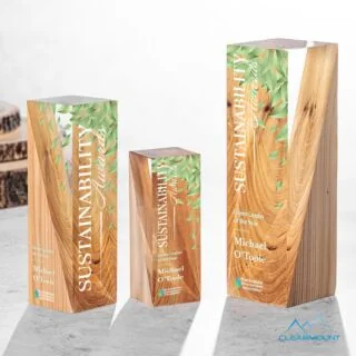ARV-CAS1 – Cascades VividPrint™ Award – Custom Lucite & Wood Trophy
