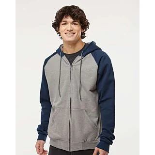 KF4048 Custom Fleece Raglan Hooded Full-Zip Sweatshirt – King Fashion