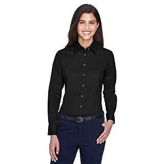 M500W Harriton Ladies Easy Blend Long-Sleeve Twill Shirt with Stain-Release