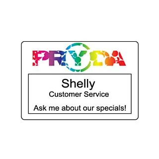 Full Colour Print - Window Plastic Name Badge (3" x 2")