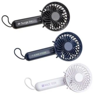 WTV-QB23 Quiet Breeze Rechargeable Hand Fan with Carabiner - Customizable Coolness