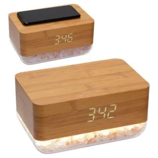 EAC-SU21 Sunrise Alarm Clock with Himalayan Salt Lamp + Wireless Charger - Customizable