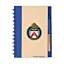                                                            70% recycled material hardcover notebook &amp; pen combo. The notebook features a combination of natural cover and decorative fabric trim, a spiral bound cover, and 80 recycled lined pages. The P2