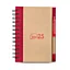                                          70% recycled material hardcover notebook &amp; pen combo. The notebook features a combination of natural cover and decorative fabric trim, a spiral bound cover, and 80 recycled lined pages. The P2129 Harvest ballpo