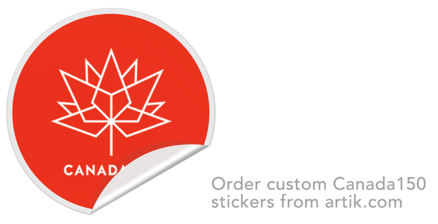 Add your logo to custom Canada 150 Stickers for Canada Day