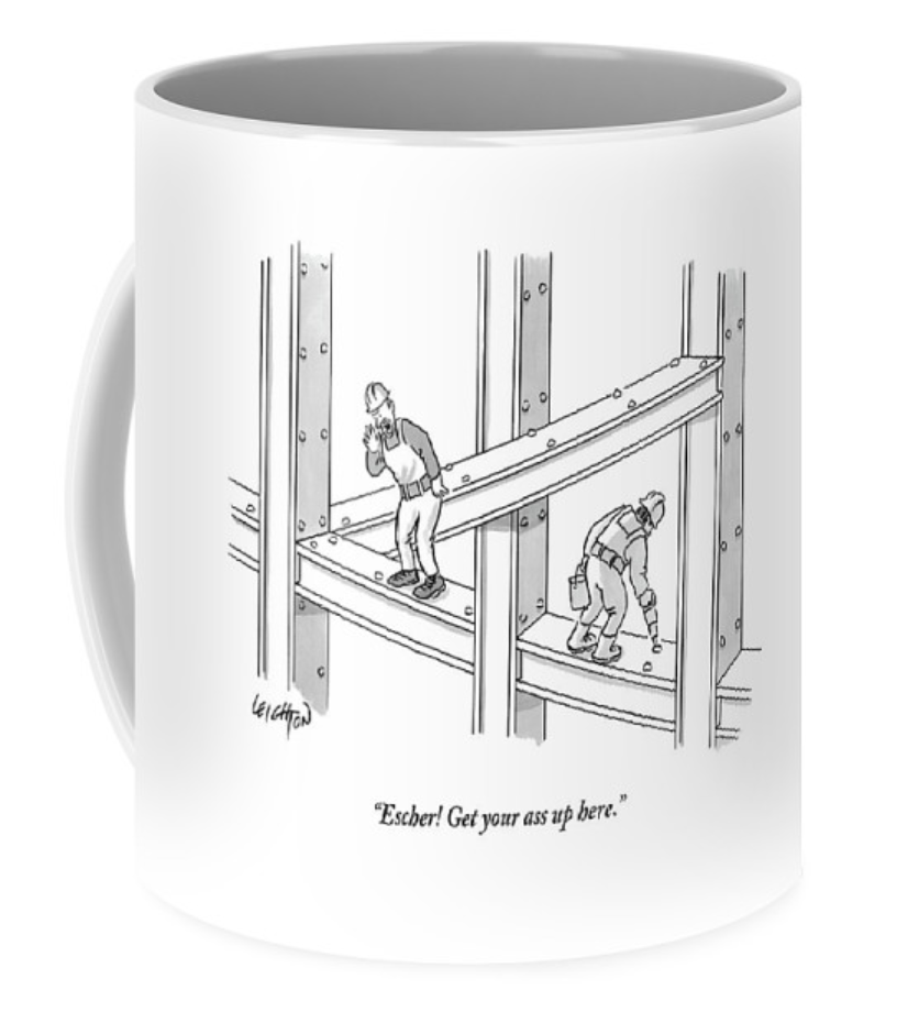 Custom printed mug with Escher design
