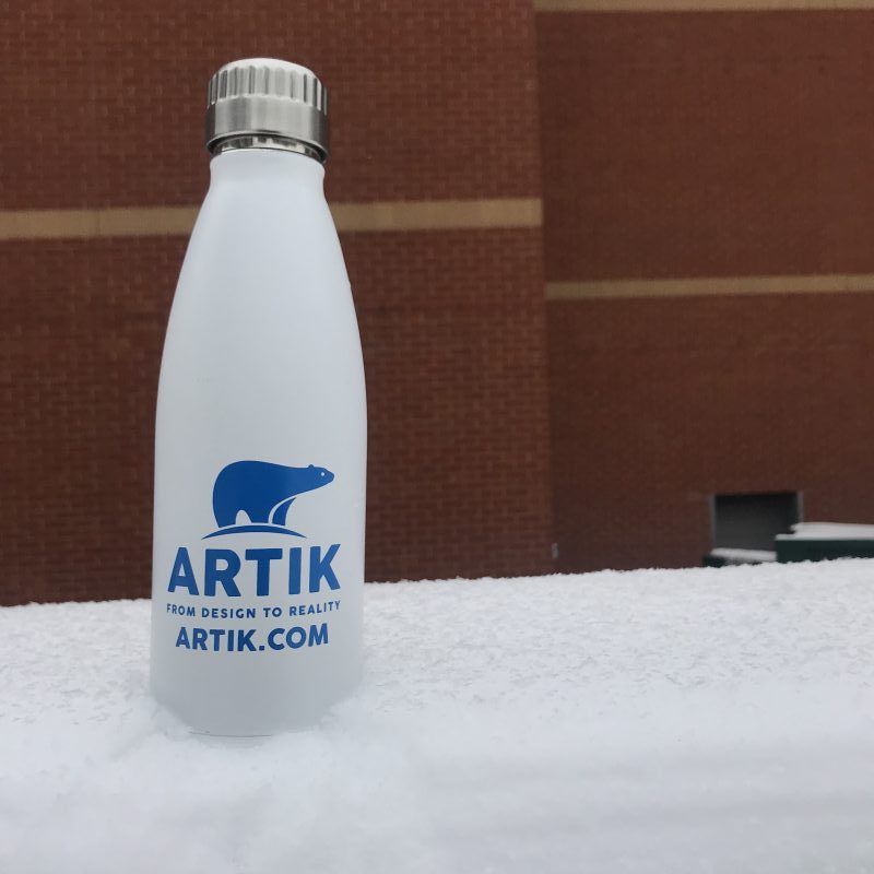 Custom printed water bottles from Artik Toronto