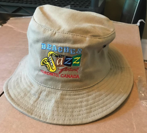 Embroidered bucket hat for Toronto Beaches Jazz Festival