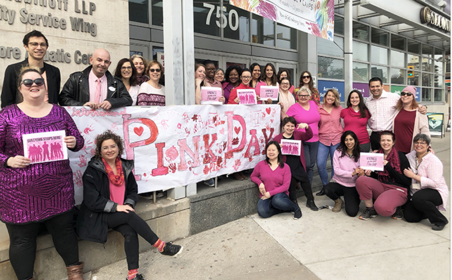 Pink shirts for #PinkDay in Toronto