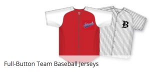 Button down baseball uniforms