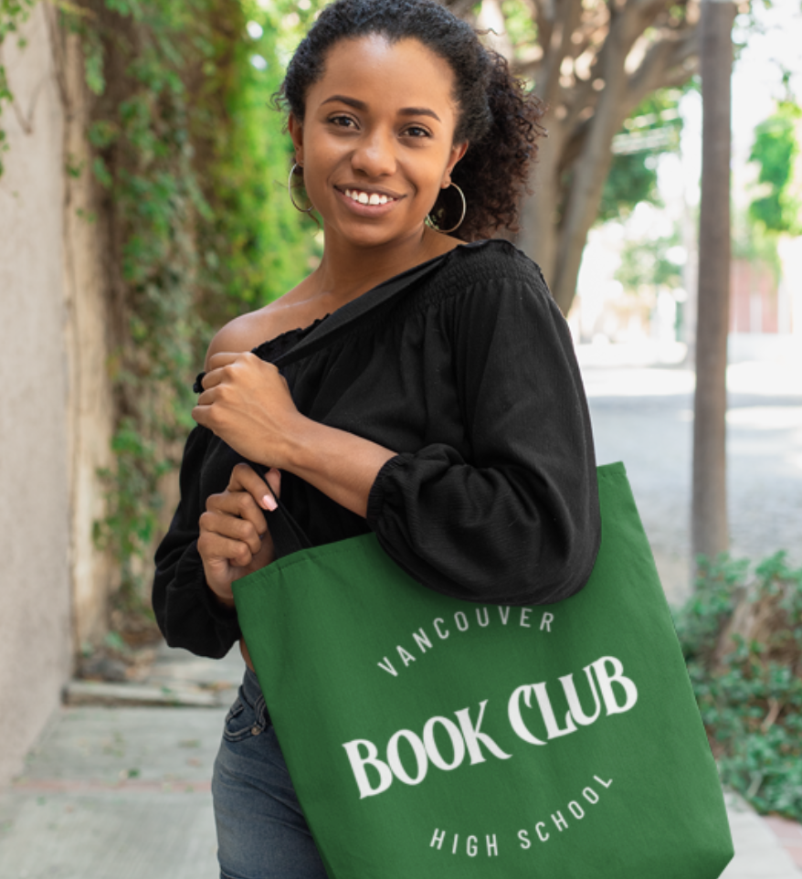 Custom printed tote bags for Vancouver High School Book Club